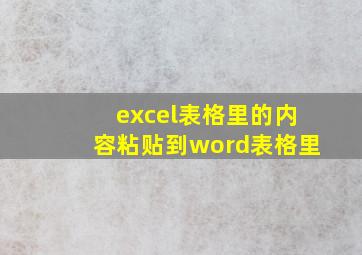 excel表格里的内容粘贴到word表格里