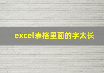 excel表格里面的字太长