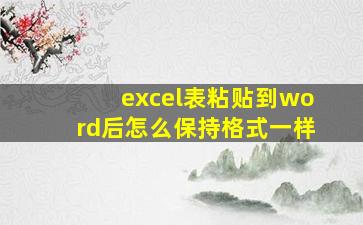 excel表粘贴到word后怎么保持格式一样