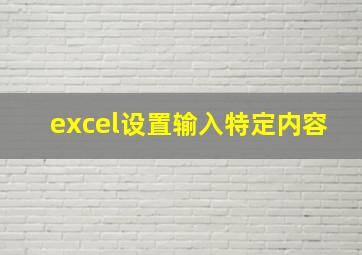 excel设置输入特定内容