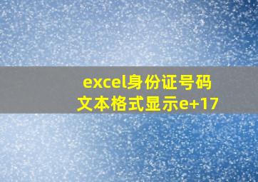 excel身份证号码文本格式显示e+17