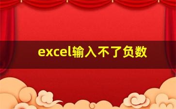 excel输入不了负数