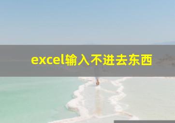 excel输入不进去东西