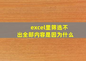 excel里筛选不出全部内容是因为什么