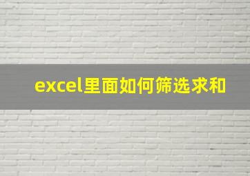 excel里面如何筛选求和