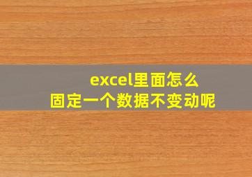 excel里面怎么固定一个数据不变动呢