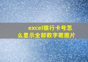 excel银行卡号怎么显示全部数字呢图片