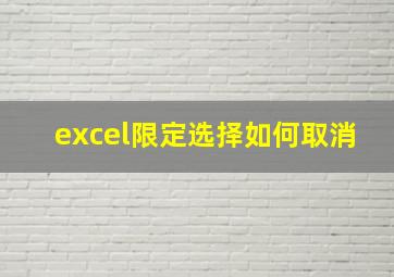 excel限定选择如何取消