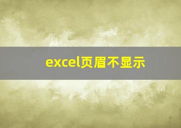 excel页眉不显示