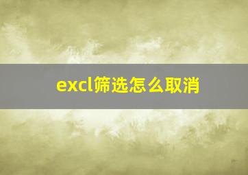 excl筛选怎么取消