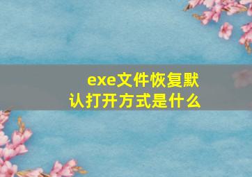 exe文件恢复默认打开方式是什么