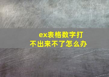 ex表格数字打不出来不了怎么办