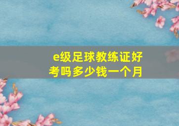 e级足球教练证好考吗多少钱一个月