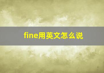 fine用英文怎么说