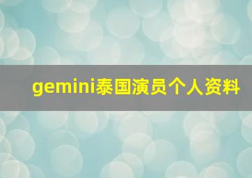 gemini泰国演员个人资料