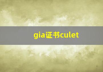 gia证书culet