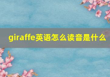 giraffe英语怎么读音是什么