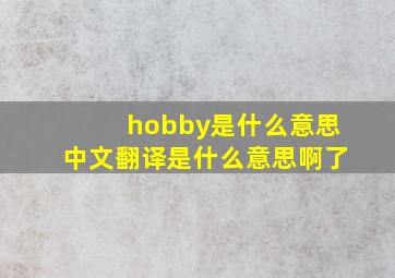 hobby是什么意思中文翻译是什么意思啊了