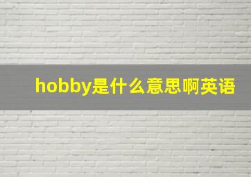 hobby是什么意思啊英语