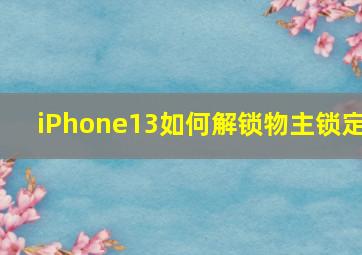 iPhone13如何解锁物主锁定