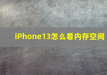 iPhone13怎么看内存空间