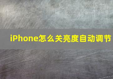 iPhone怎么关亮度自动调节