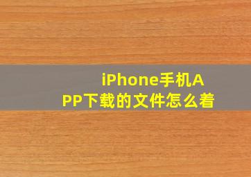 iPhone手机APP下载的文件怎么着