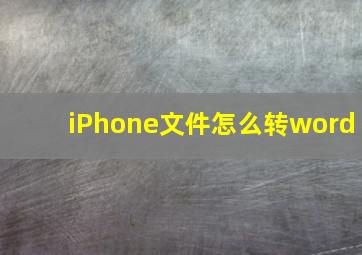 iPhone文件怎么转word