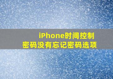 iPhone时间控制密码没有忘记密码选项