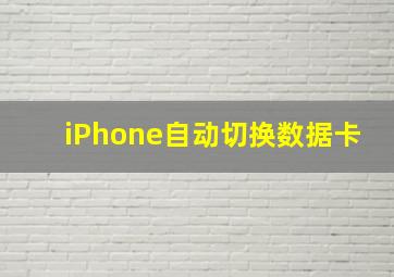 iPhone自动切换数据卡