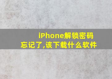 iPhone解锁密码忘记了,该下载什么软件