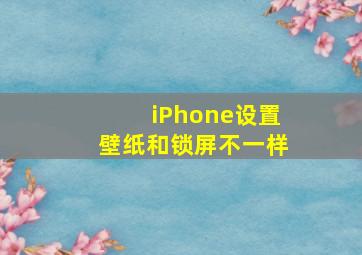 iPhone设置壁纸和锁屏不一样