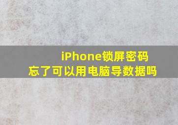 iPhone锁屏密码忘了可以用电脑导数据吗