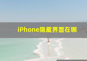 iPhone隐藏界面在哪