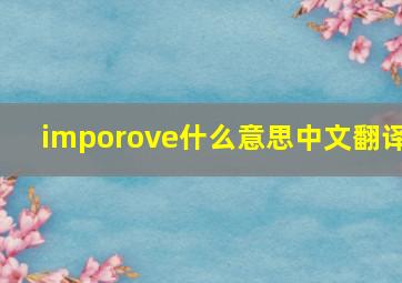 imporove什么意思中文翻译