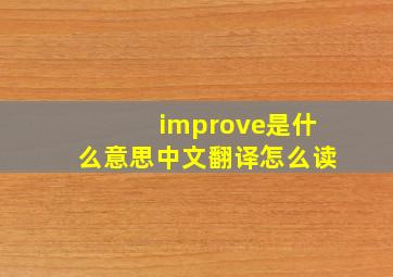 improve是什么意思中文翻译怎么读