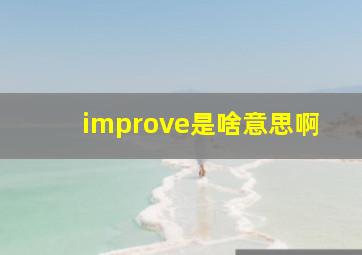 improve是啥意思啊