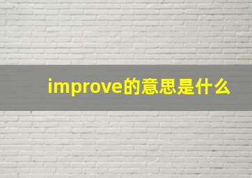 improve的意思是什么