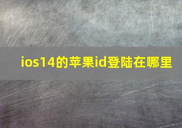 ios14的苹果id登陆在哪里