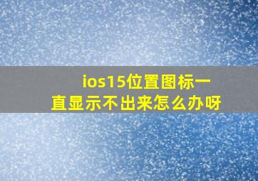 ios15位置图标一直显示不出来怎么办呀