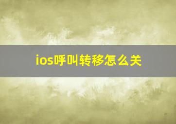 ios呼叫转移怎么关