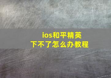 ios和平精英下不了怎么办教程