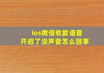 ios微信收款语音开启了没声音怎么回事