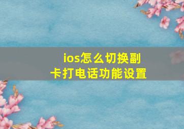 ios怎么切换副卡打电话功能设置