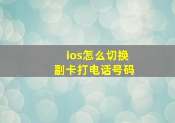 ios怎么切换副卡打电话号码