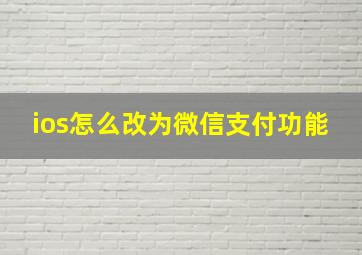 ios怎么改为微信支付功能