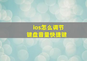 ios怎么调节键盘音量快捷键