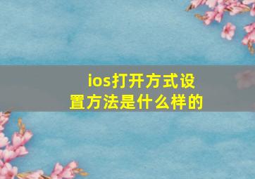 ios打开方式设置方法是什么样的