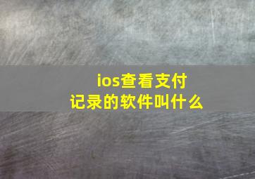 ios查看支付记录的软件叫什么