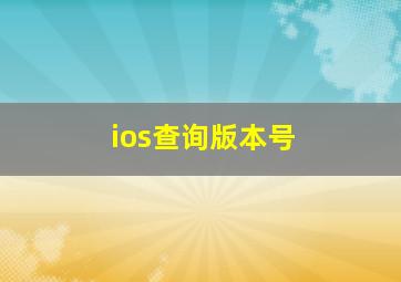 ios查询版本号